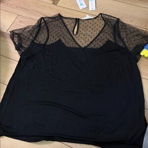 Black and Sheer Polka Dot Blouse